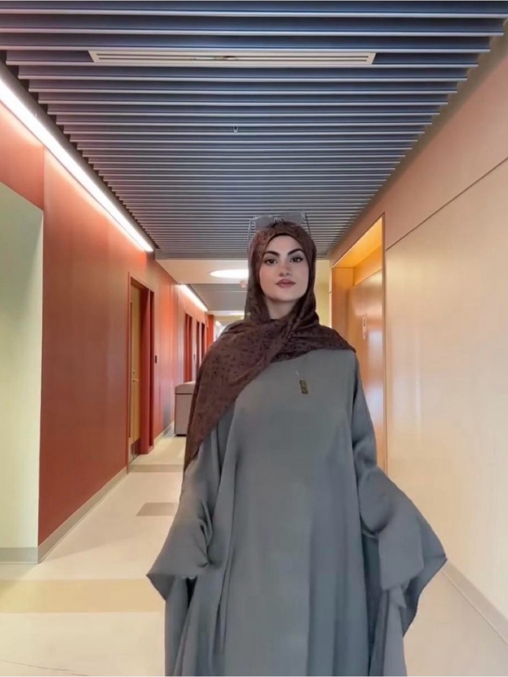 Grey butterfly style abaya